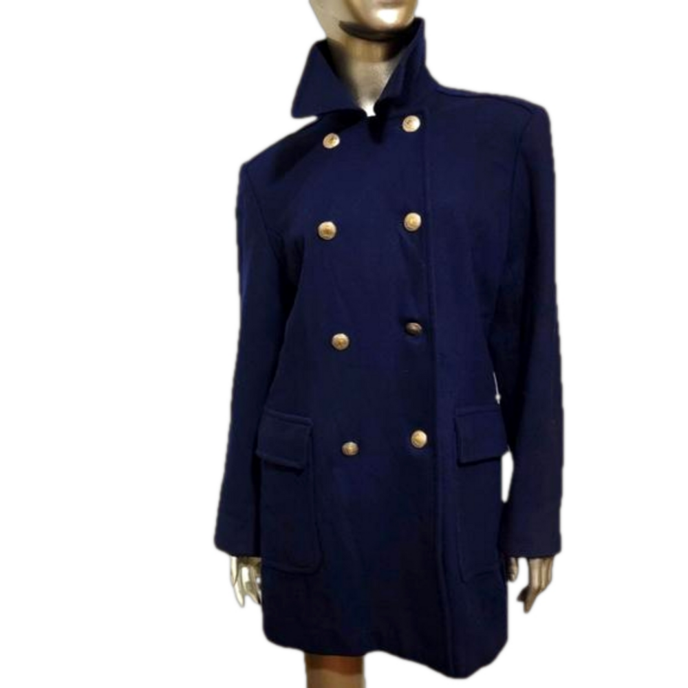 Tommy Hilfiger Blue Wool Double Breasted Peacoat Size 6